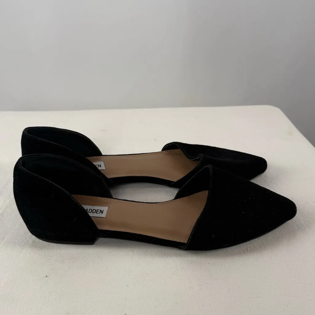 NEW Steve Madden Suede Pointed Toe Flats in Black Size 10 - Image 5
