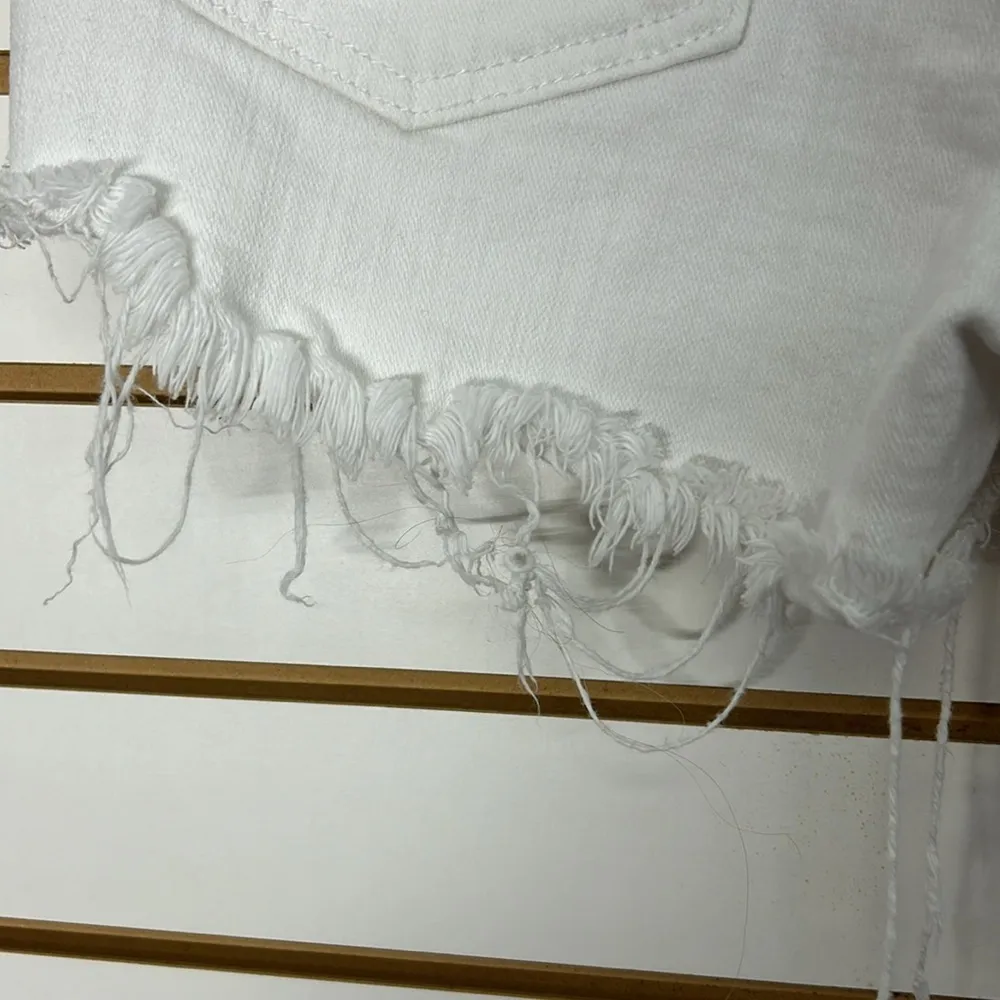 Pistola Sz 30 White High Rise Cut off Denim Shorts Frayed Distressed - Image 5