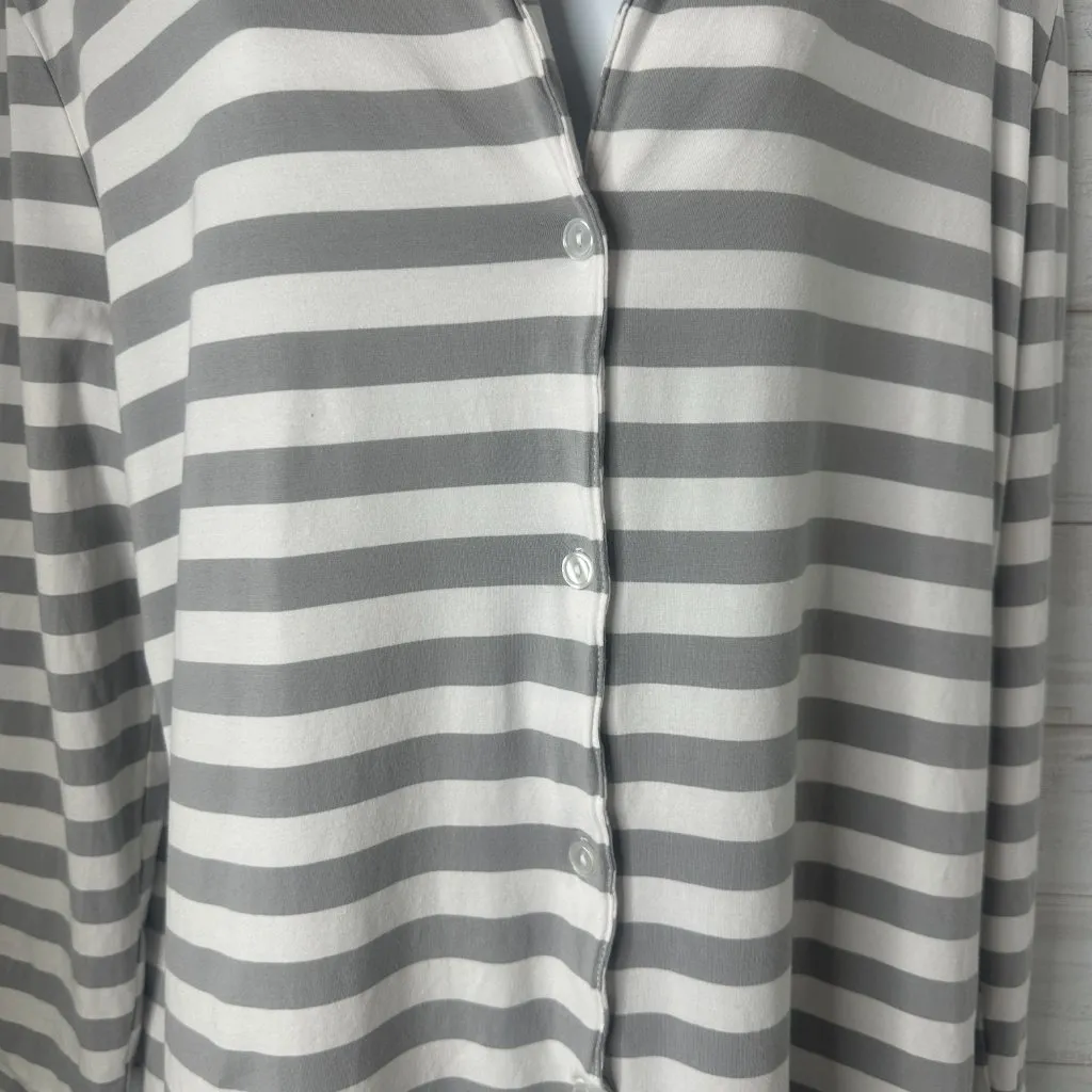 Recliner NYC Womens Pajama Shirt Dress Twilight Stripe Long Sleeve Size Large Gray - Image 3
