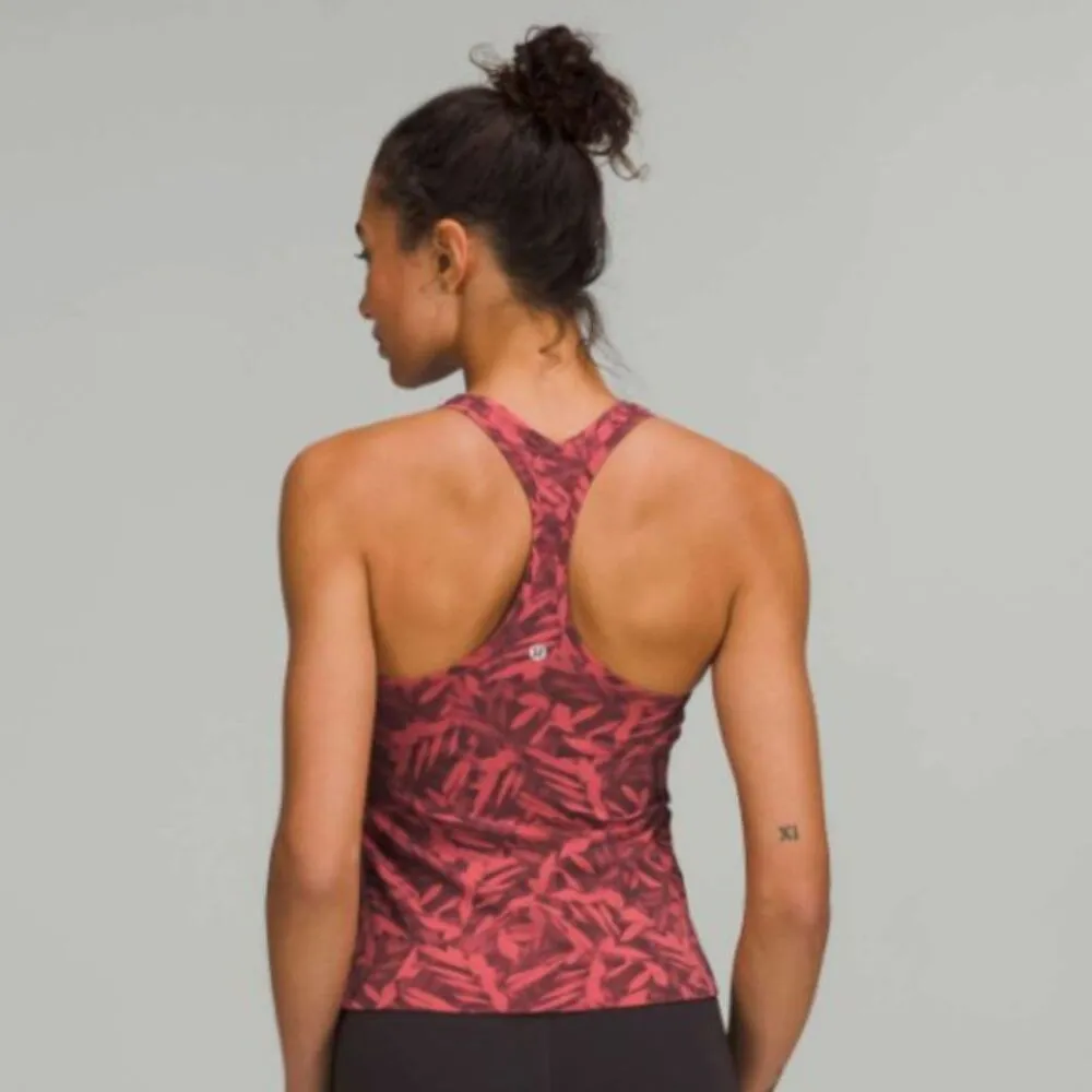 READ Lululemon Cool Racerback Tank Top Nulu Spray Leaf Fireside Red Multi Size 4 - Image 2