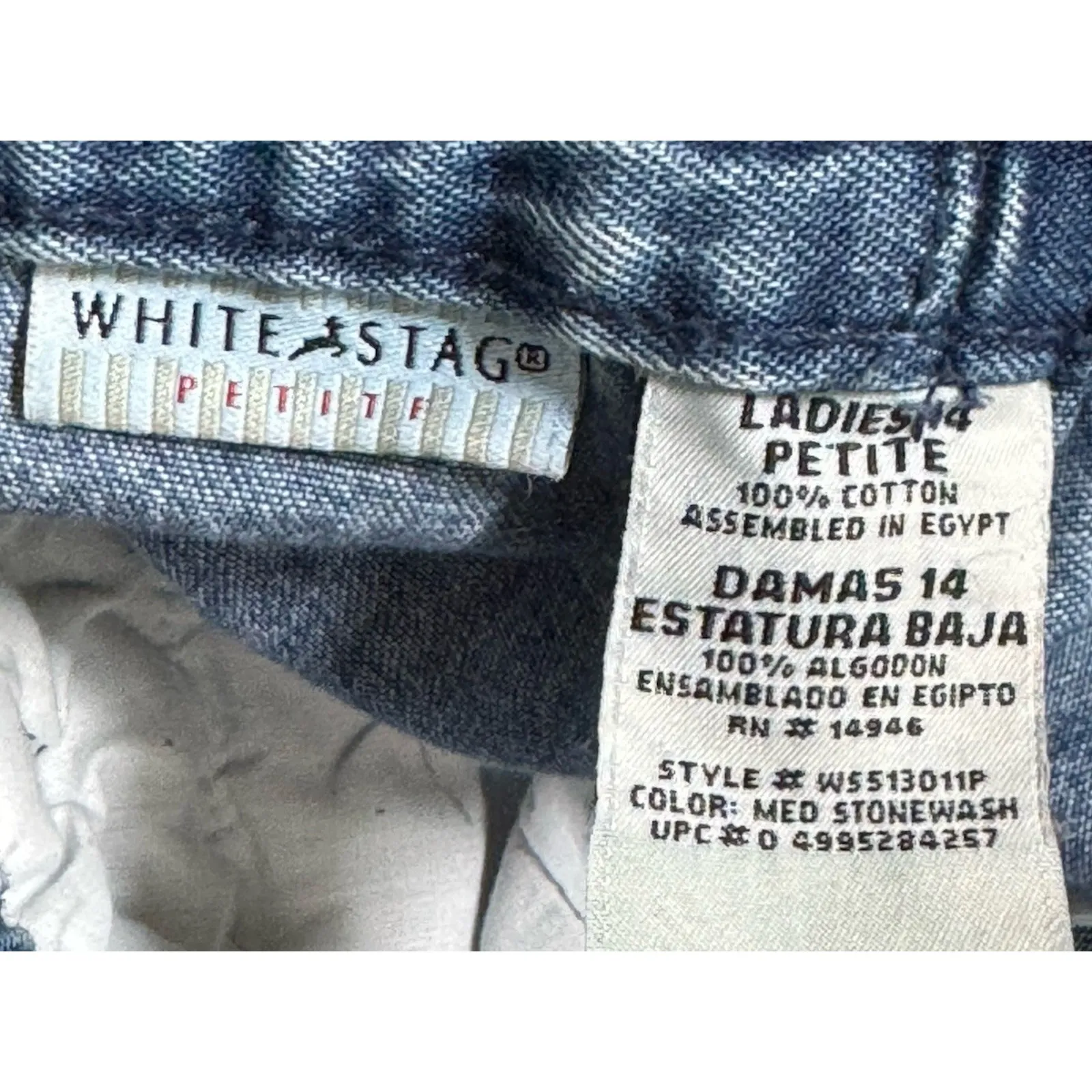 White Stag Denim Jeans Petite 14 Elastic Waist Button Zipper Classic Grannycore - Image 4
