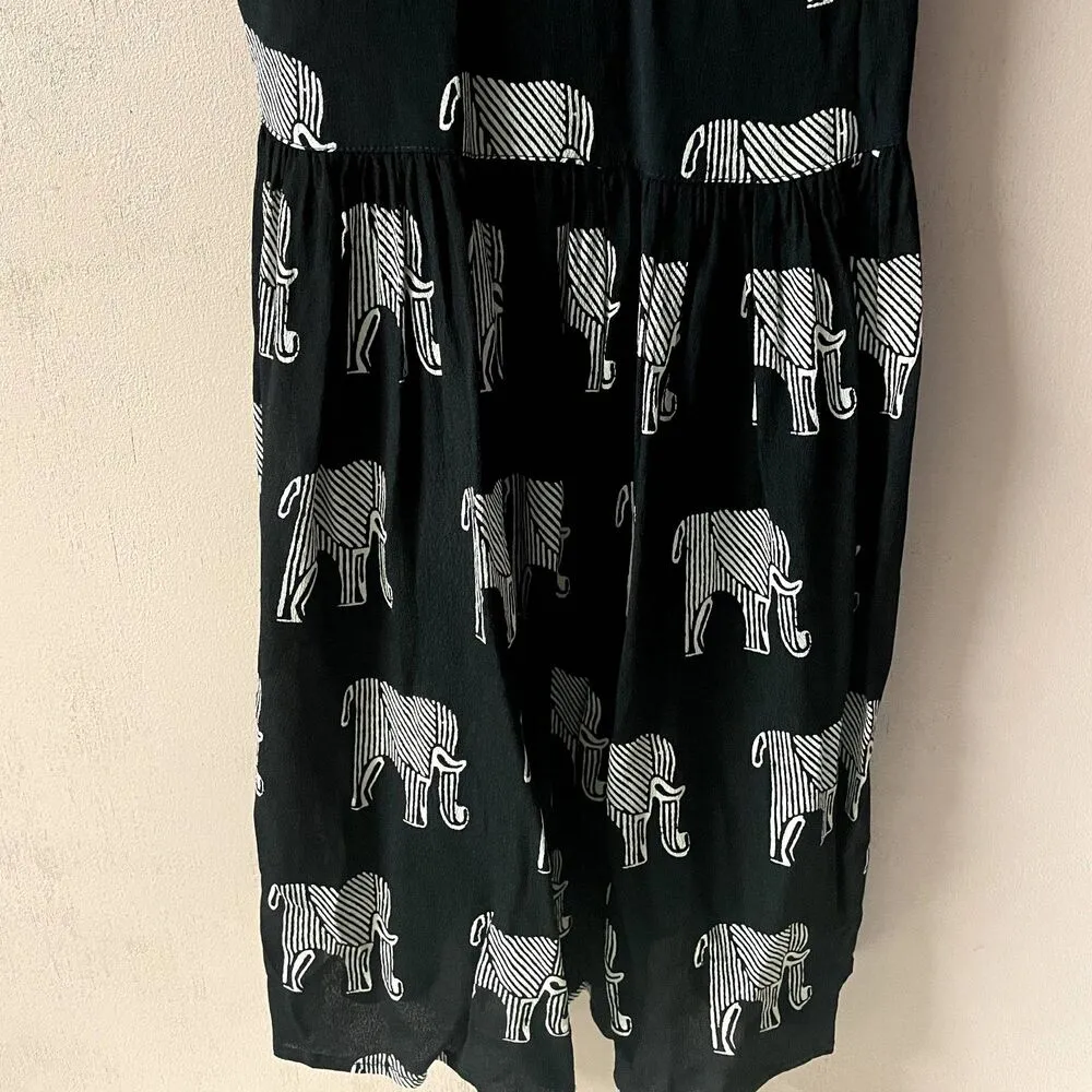 TopShop Black Elephant Print Bar Back Mini Dress Size 2 EUC - Image 11