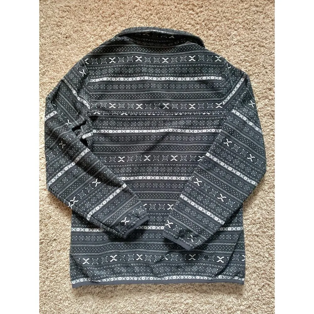 Jachs Cabin Patterned Quarter Button Pullover Black and White Medium - Image 5