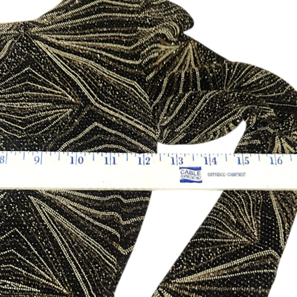 Chic Black and Gold Geometric Long Sleeve Dress - Image 3