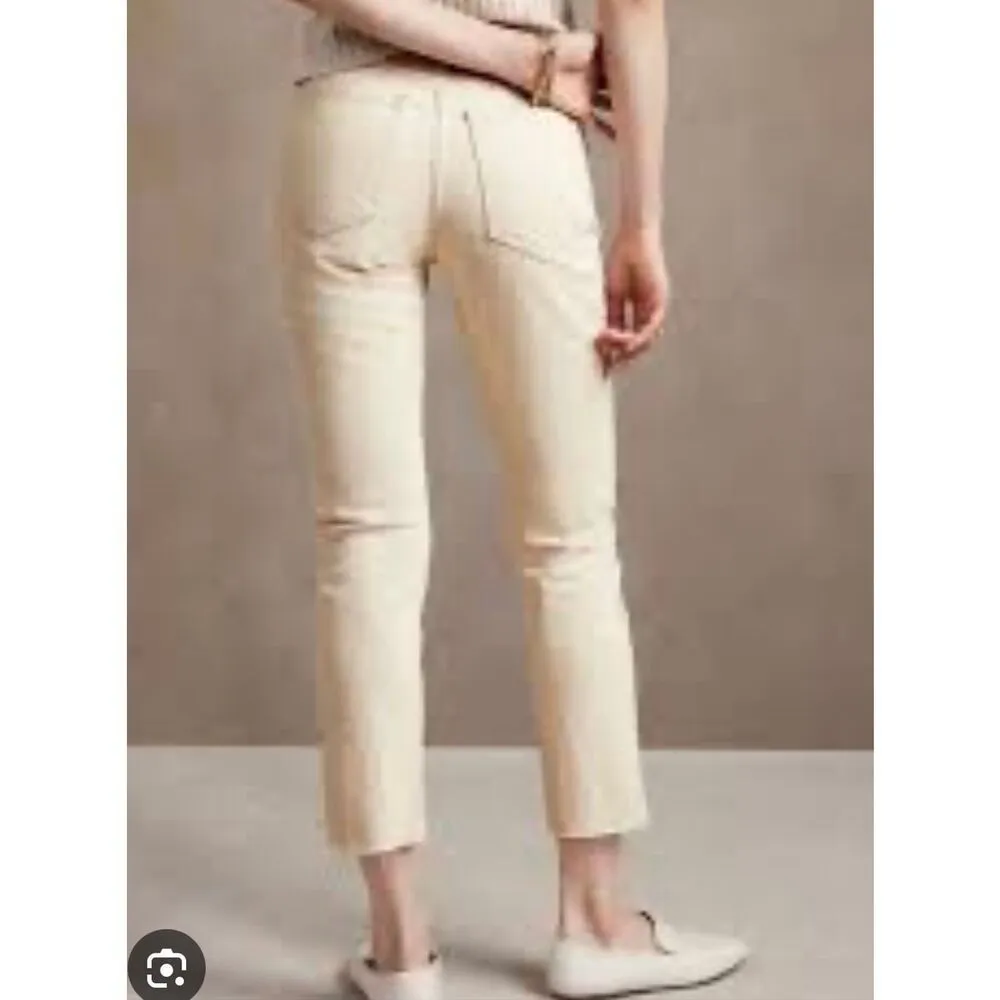 Banana republic high rise straight raw hem cream jeans size 27p - Image 2