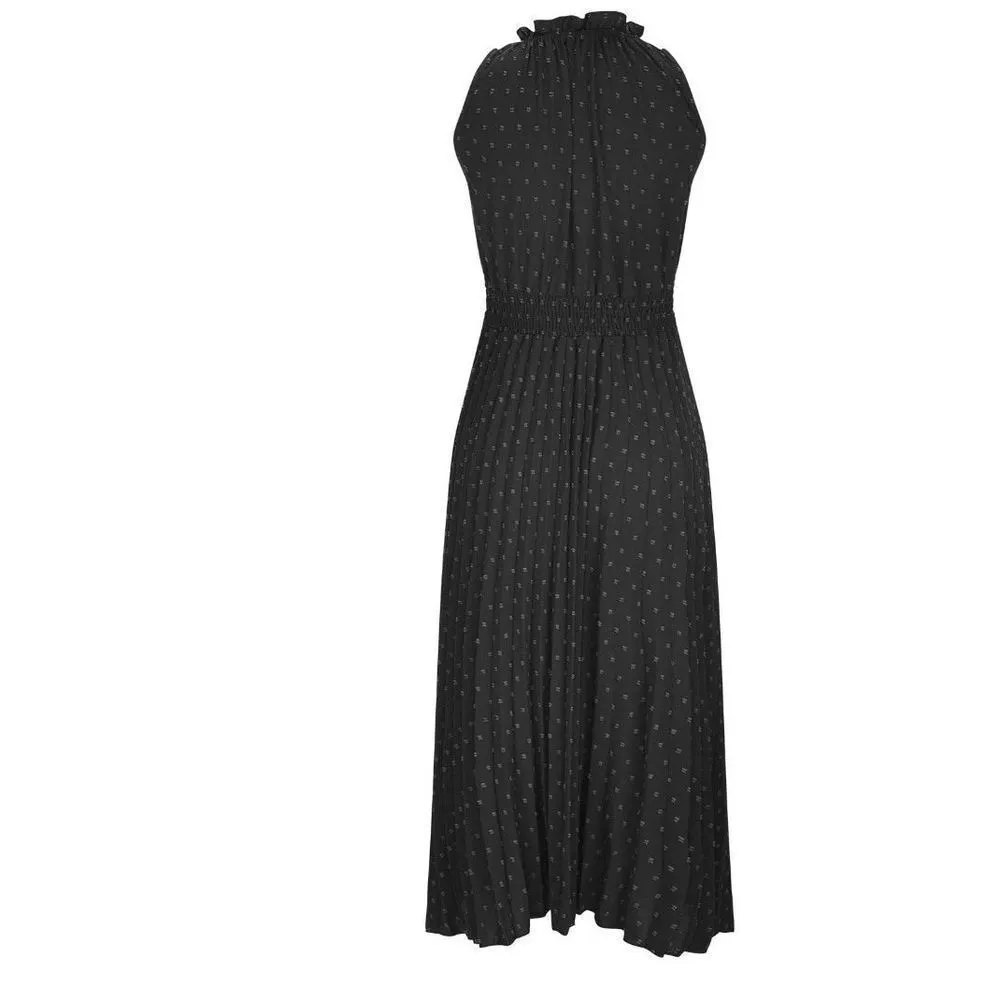 ✨Midi Casual Swiss Dot Ruffle Sleeveless Beach Sz Large Sun Dress✨ Black - Image 4