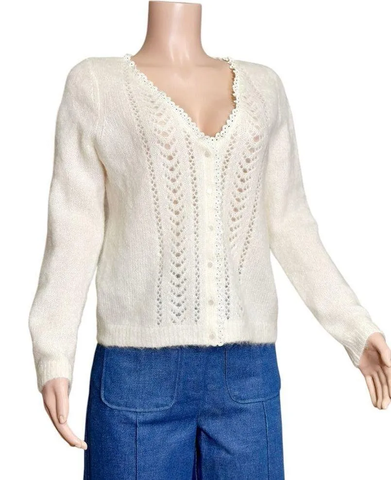 Maryam Wool-Blend Knit Cardigan, Ecru, Small - Image 7