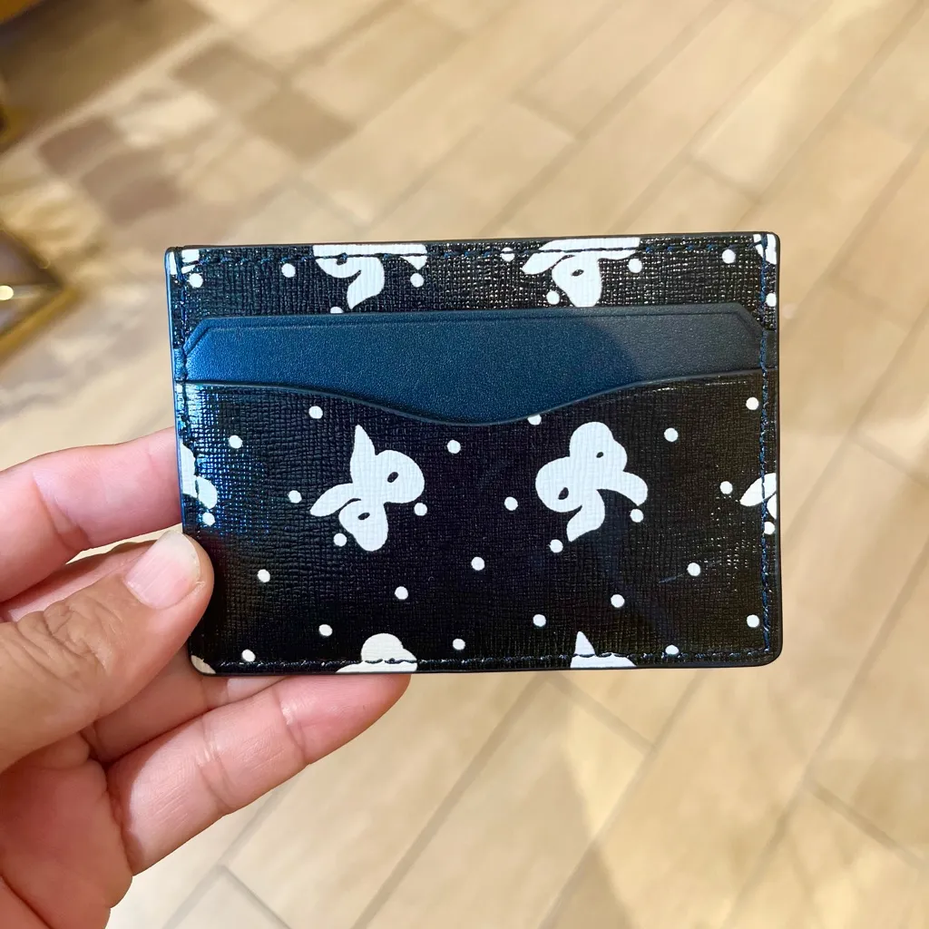 TORY BURCH EMERSON PRINTED SLIM
CARD CASE # 170194 BLACK TOSSED BOW - Image 2