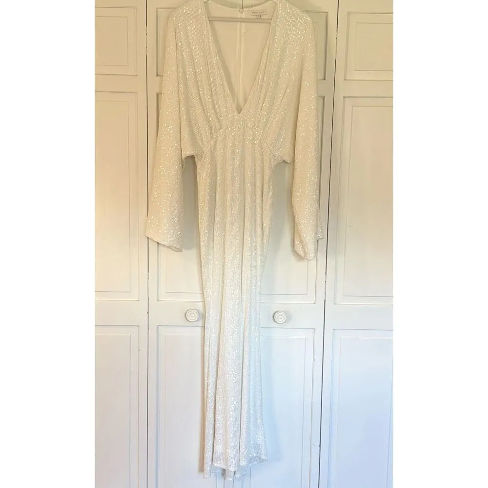 Pretty Lavish UK Alexis white sequin dolman sleeve maxi gown 6 - Image 5