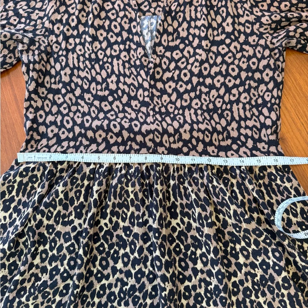 MAEVE Anthropologie Juno Leopard Print Mini Dress Brown Black Size M - Image 9