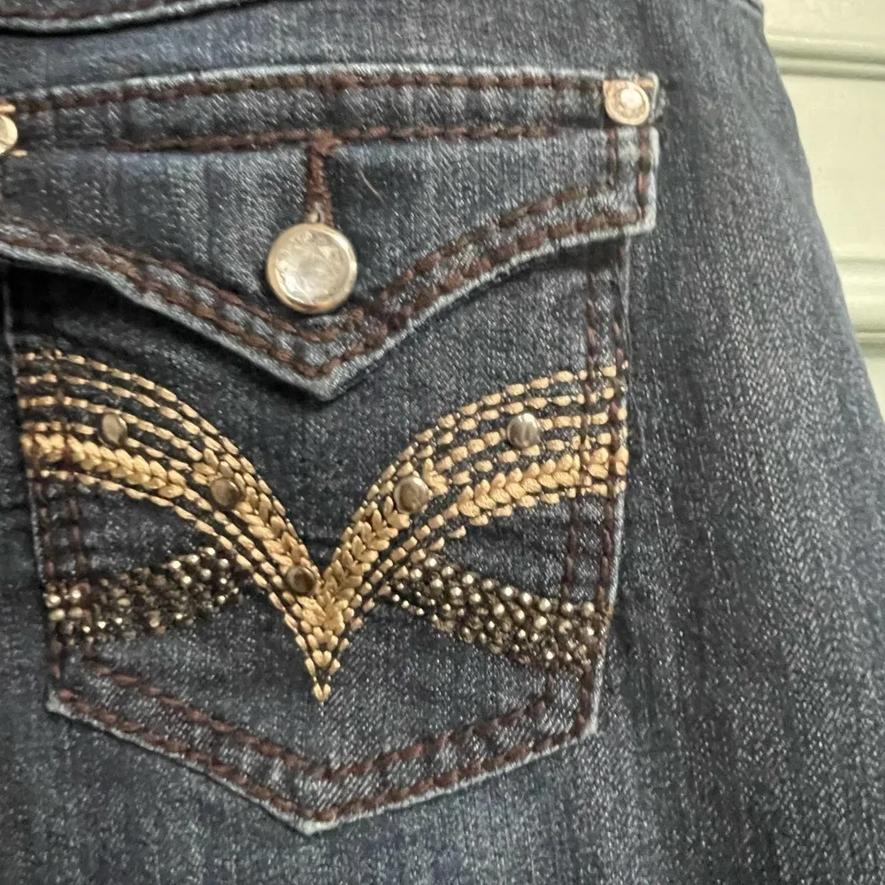 Earl Jeans Sz 4 Embellished Flap Pockets Jeans y2K Dark Wash - Image 6