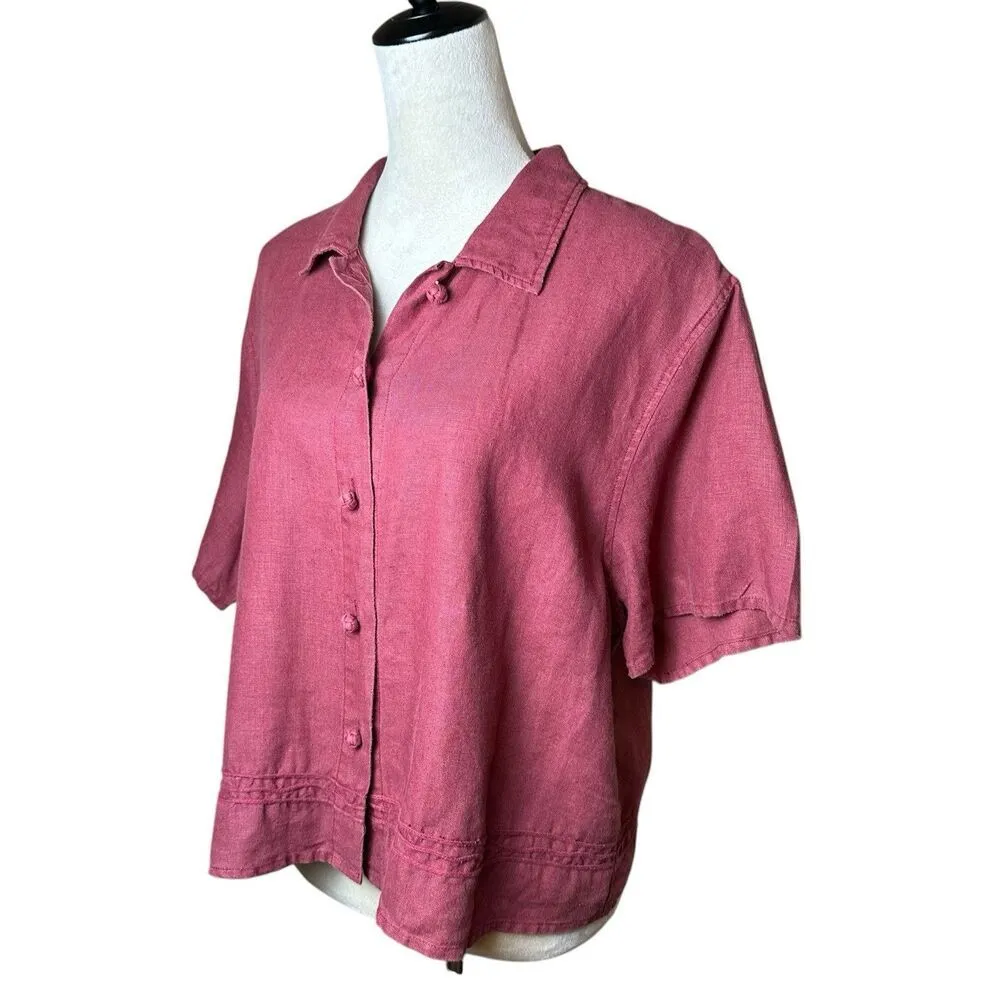Outfit JPR 100% Linen Button Down Shirt Brick Red Coastal Boxy Fit Women’s Large - Image 4