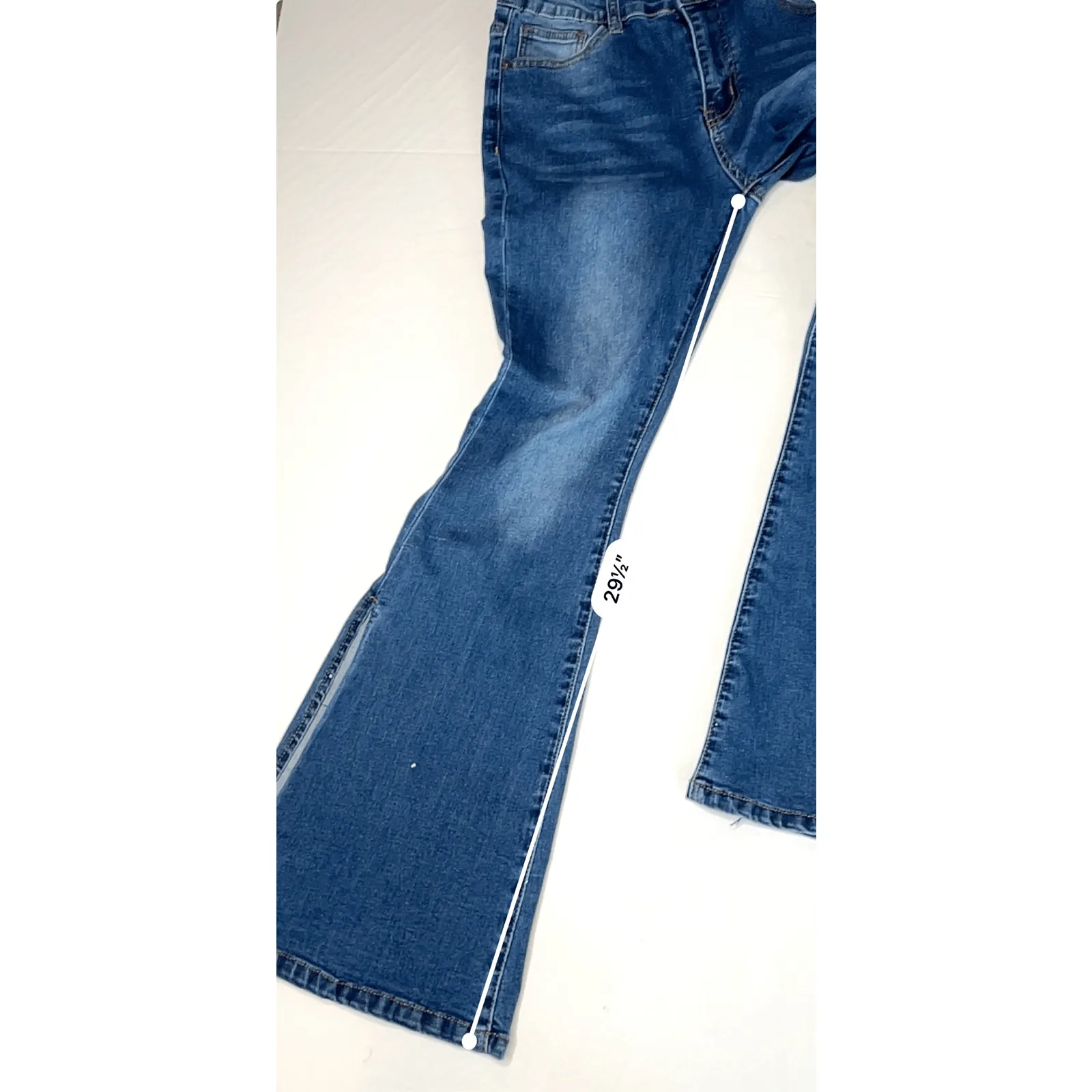 Bamboo Flare Mid Rise Split Leg Blue Jean‎ sz 13 Hipster 90s Throwback - Image 7
