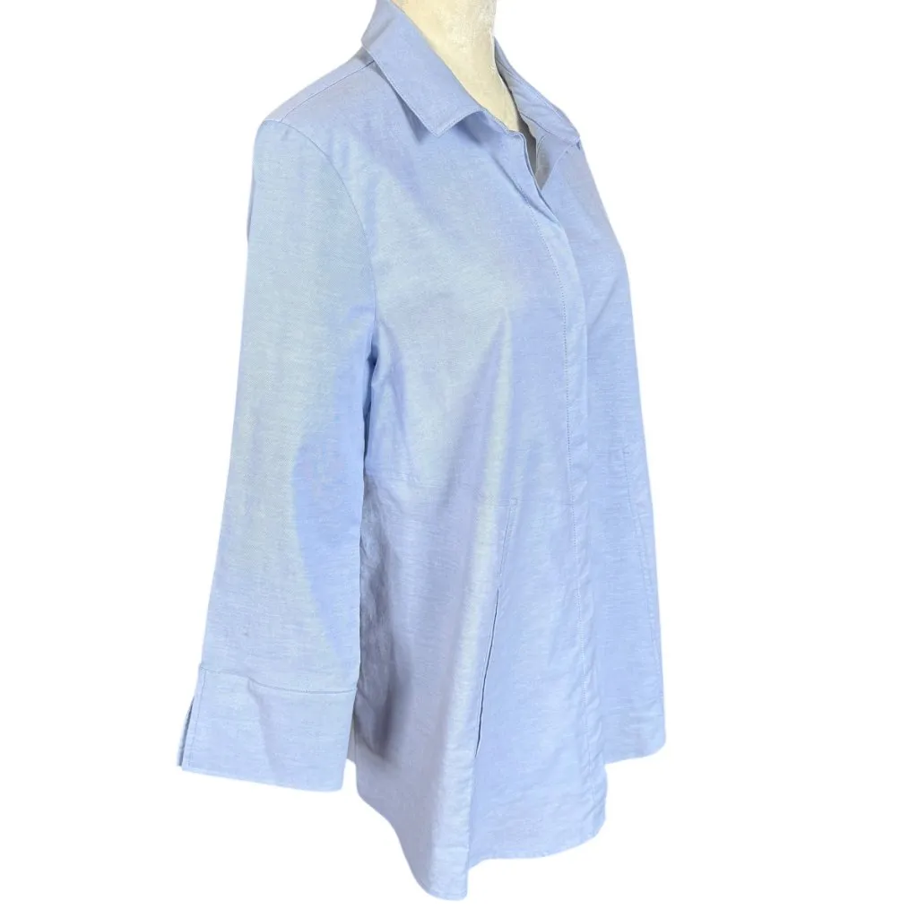 Habitat blue long sleeve collared button down shirt blouse size small - Image 2