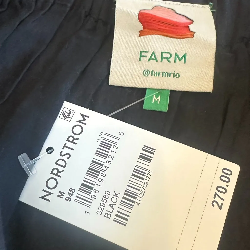 Farm Rio Embroidered Ruffle Maxi Skirt Tiered Cotton Black White Size Medium NWT - Image 13