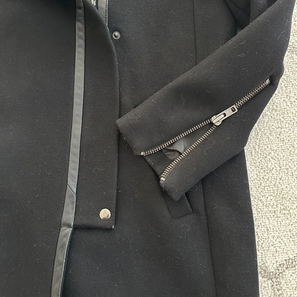 Madewell City GridCoat Black Wool Blend Cold Weather Coat Asymmetric Zipper Sz 2 - Image 10