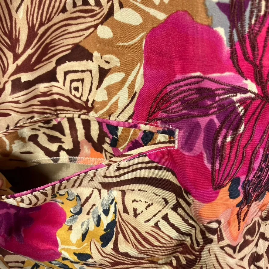 Vintage 90's Laura Ashley Floral Jacket Silk Cotton Button Down Womens Medium - Image 7