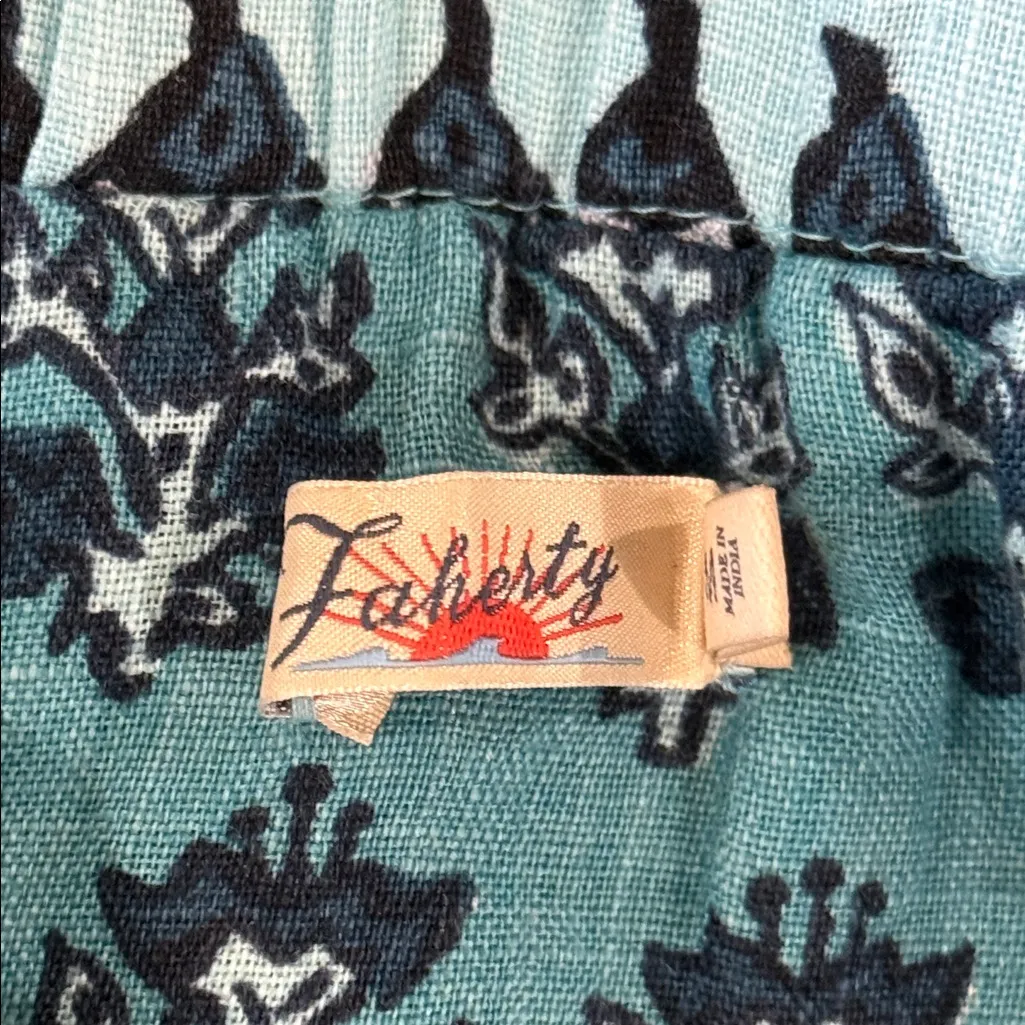 Faherty Bohemian Blue and Teal Patterned Maxi Skirt excellent condition Green Size M - Image 10