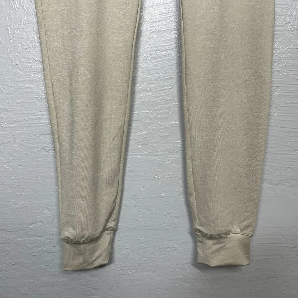 Women S Beige Heather Jogger Pants Pockets Drawstring Lightweight Athletic - Image 2
