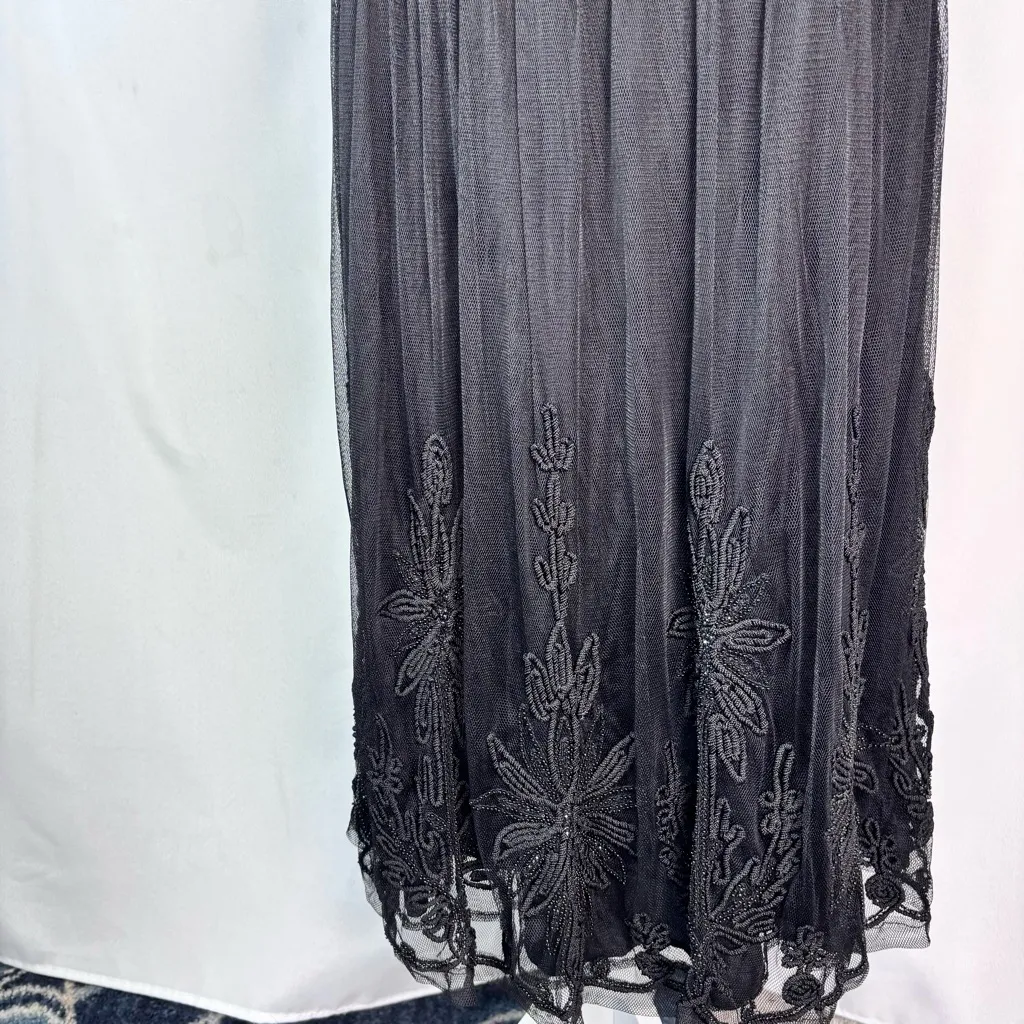 Carmen Marc Valvo signature party dress mesh bodice embroidered hem Size 12 - Image 8