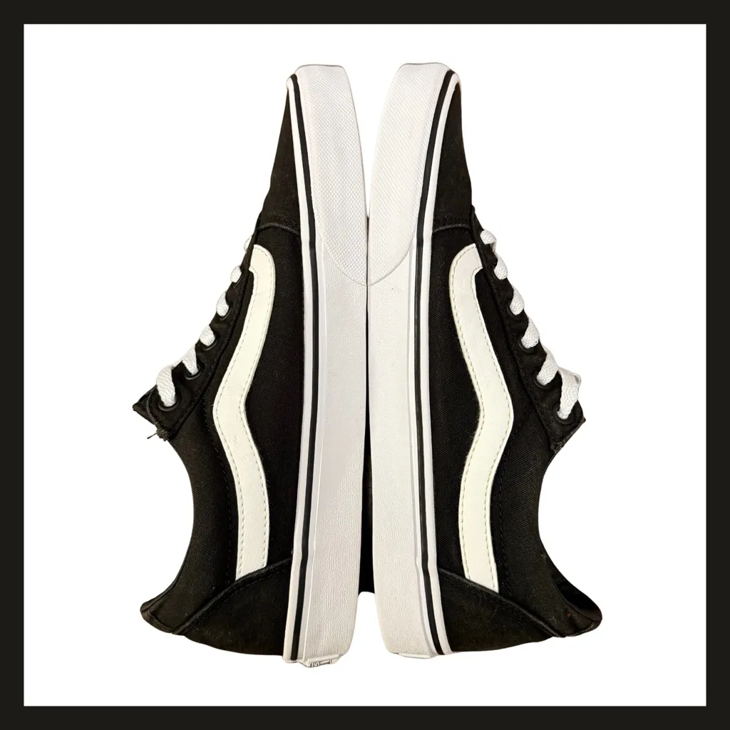 Vans Old Skool Black White Low Top Canvas Skate Shoes Women’s 9.5 Style 500714 - Image 7