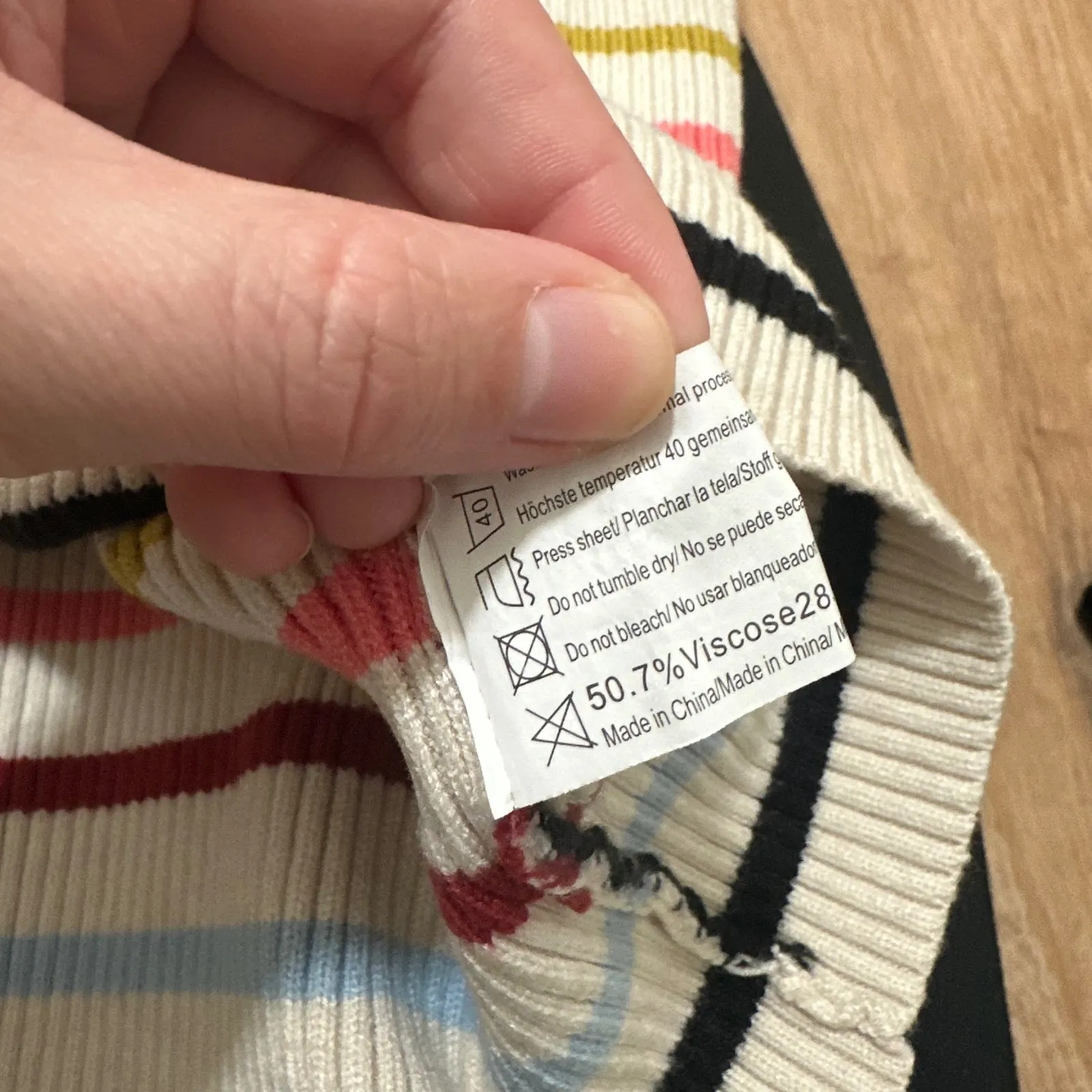 Zeagoo | Cream Multicolor Striped Ribbed Sleeveless V Neck Tank Top Shirt, XL - Image 5