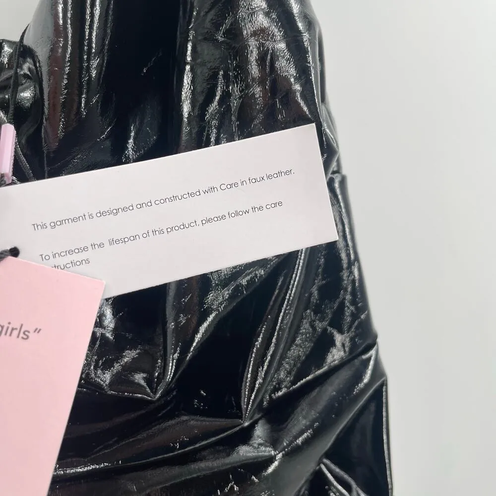 Avec Les Filles Dress SZ Small Faux Ever Leather One-Shoulder Bodycon Black NWT - Image 9