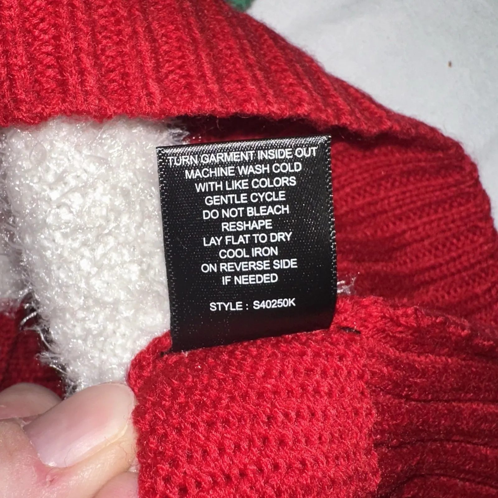 Womens Red Sequin Elf Long Tunic Style Christmas Holiday Sweater Sz Large - Image 5