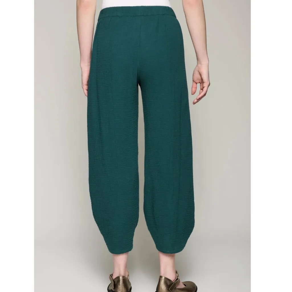 Lisa Bayne Gauze Crinkle Shirred Cinch Tie Woven Pant Blue Lagoon Medium - Image 3