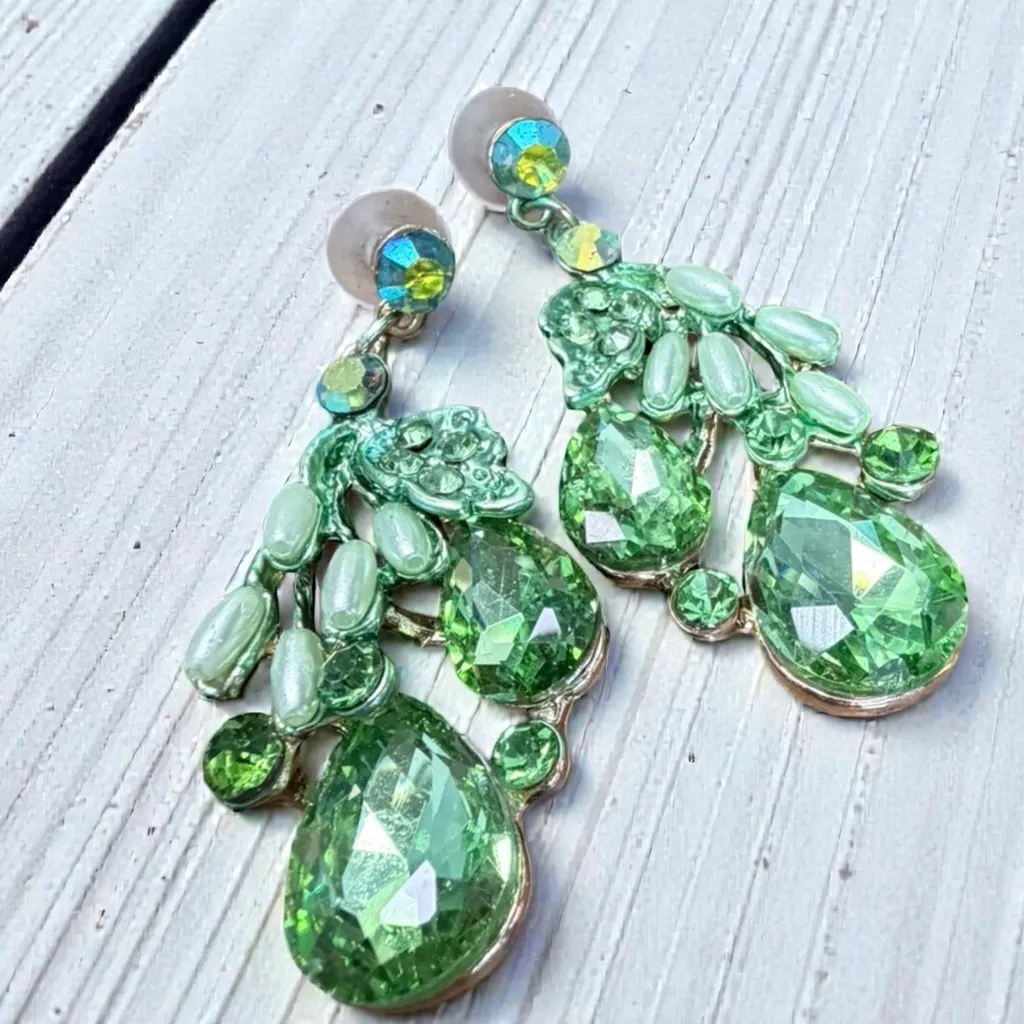 4 Piece Statement Necklace Jewelry Set New Green - Image 3
