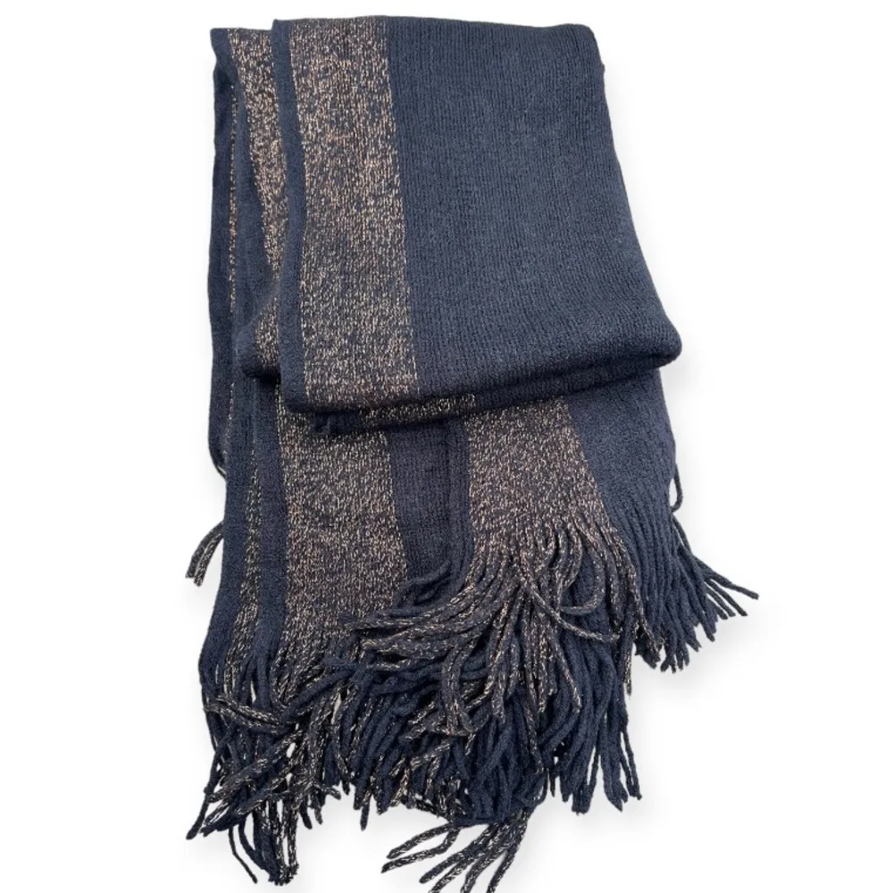 Kollie More Black Gold Glitter Open Front Wrap Shawl Poncho Fringe One Size NWOT - Image 6