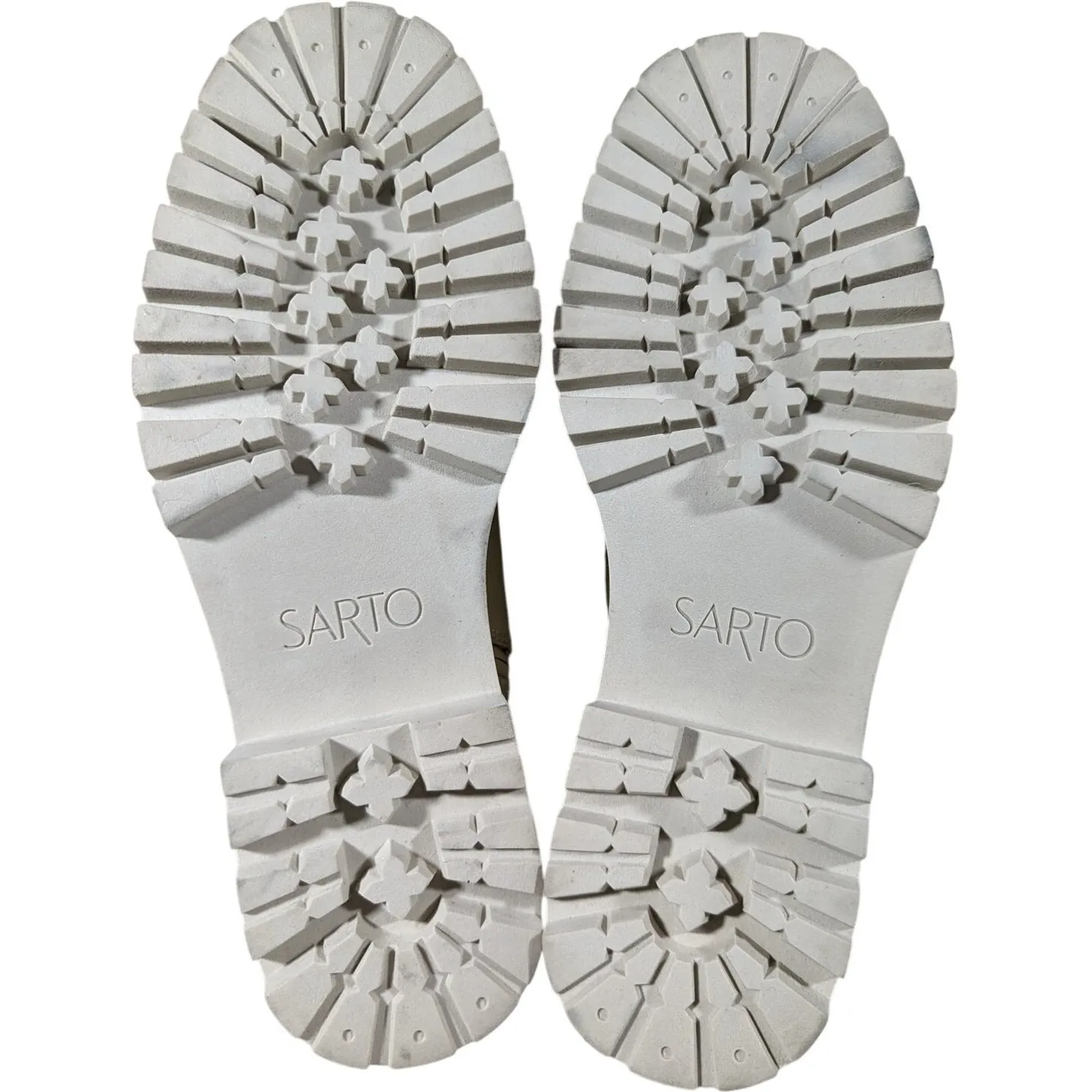 SARTO STUDIO Women Cream Leather Over‎ The Knee Boots Chunky Sole Side Zip 10M Size 10 - Image 9