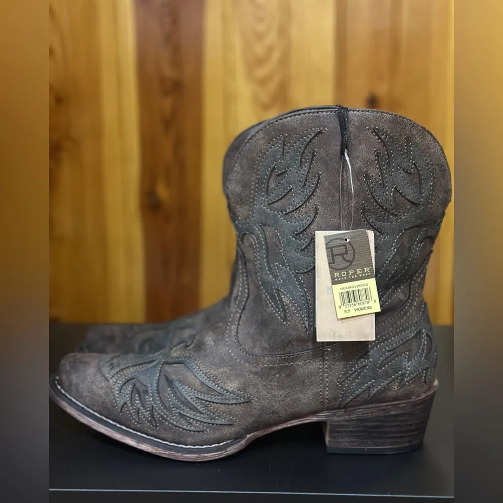 ROPER Womens Amelia Snip Toe Western Cowboy Boots in Brown Sz 9.5 NWT - Image 8