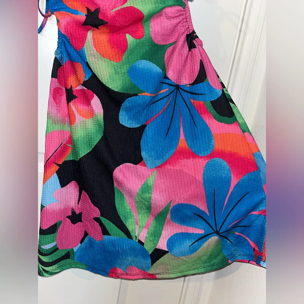 Gianni Bini Lined Y2K Resort Retro Maximalist Floral Tropical Cutout Mini Dress - Image 11