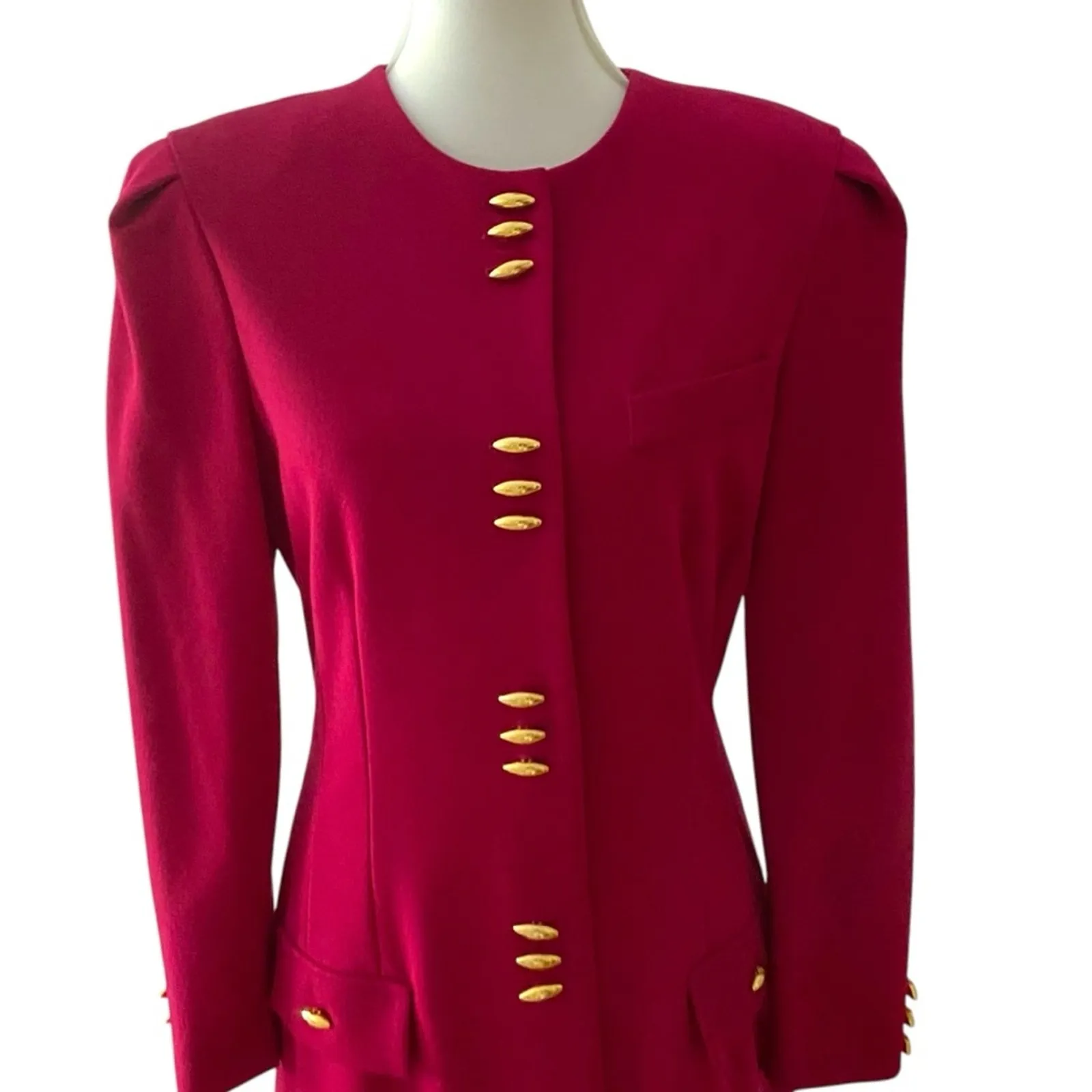 Vintage Dress Petite Large Medium Long Sleeve 14P 80s does 40s Suitdress Union Pink Size undefined - Image 3