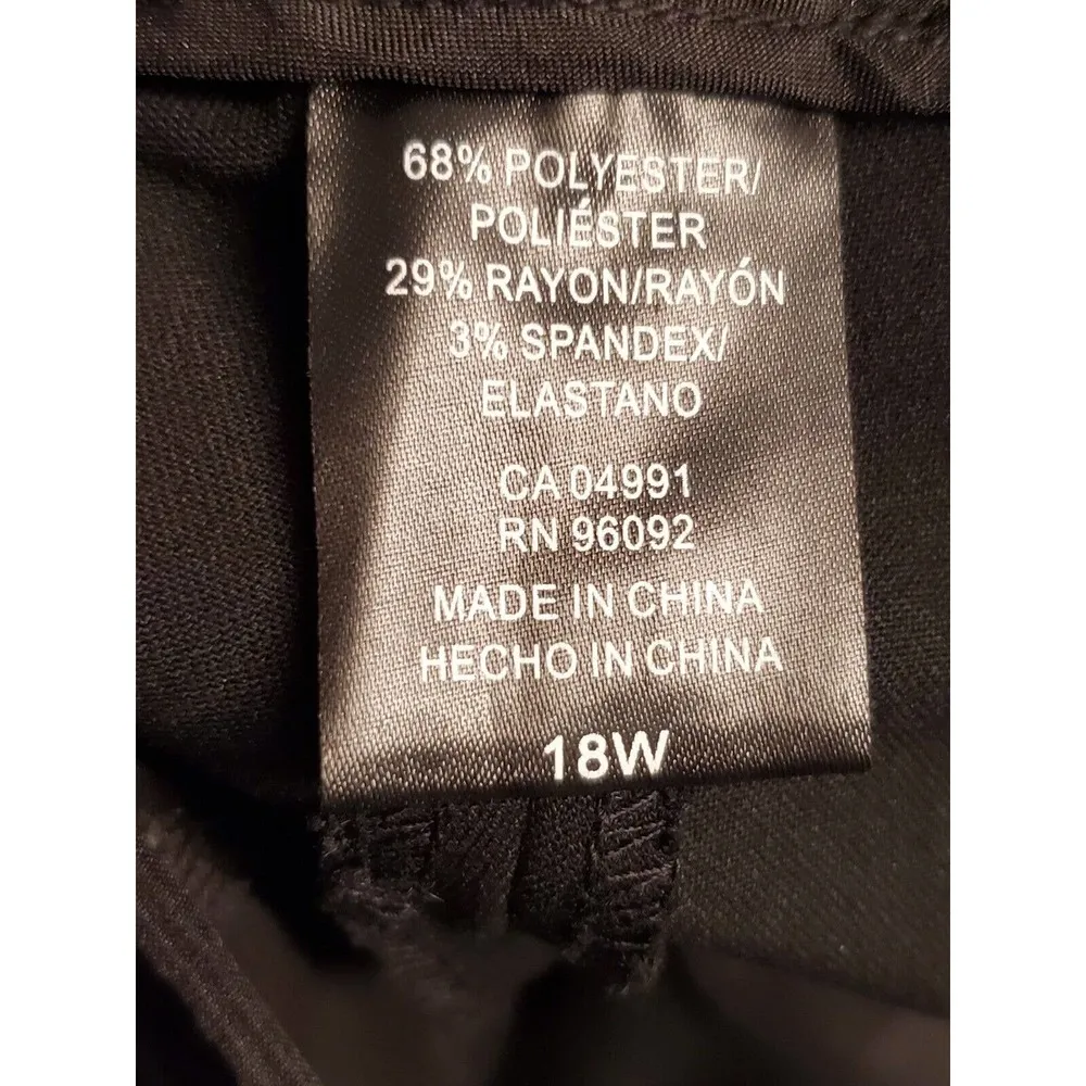 Hilary Radley Womens Black Pockets Zipper Front Dress Pants Size 18W - Image 8