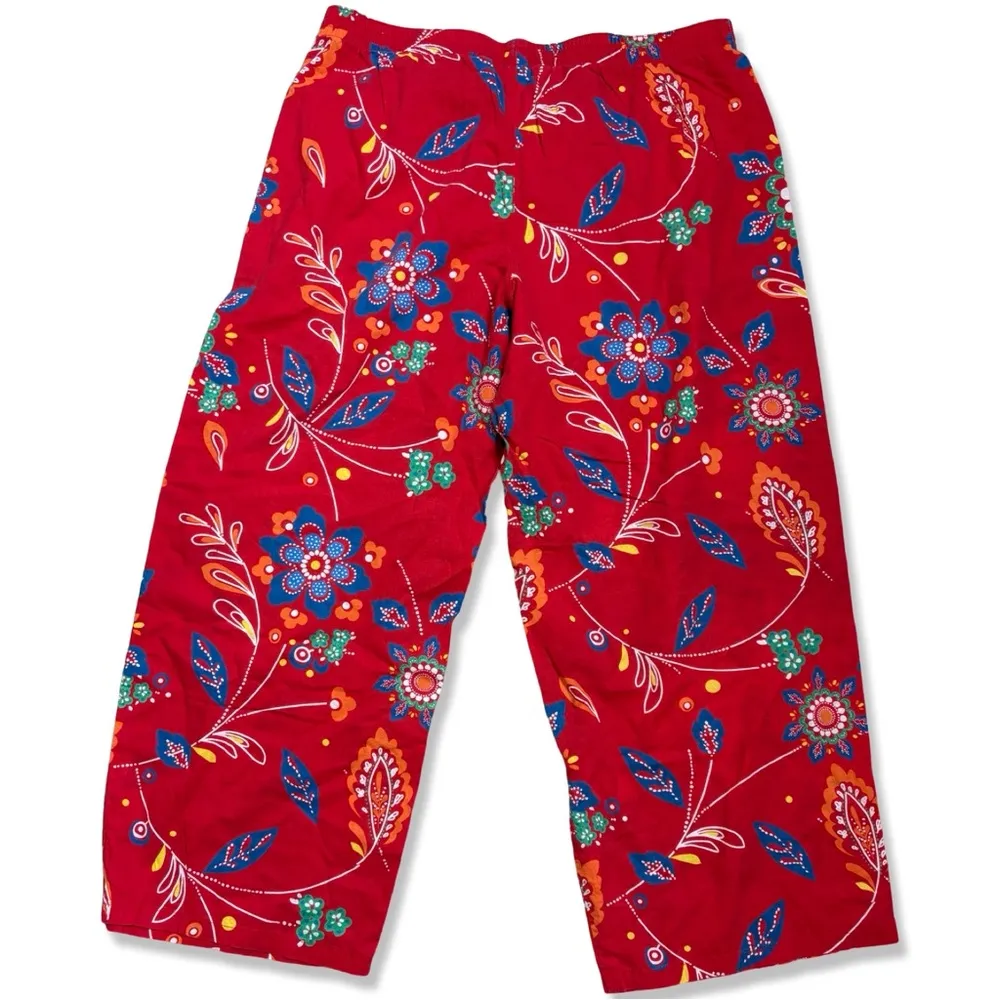 ⭐️XHILARATION Sleepwear Floral Red Wide-Leg Capri Pajama Pants - Image 2