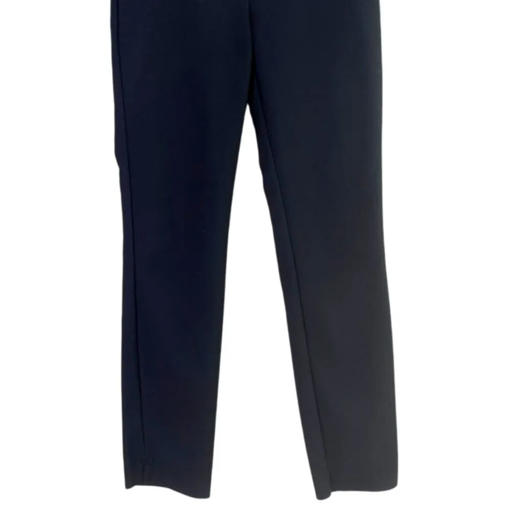 Zara Straight Leg Mid Rise Dress Trousers Striped Back Waist S Dark Navy Blue - Image 3