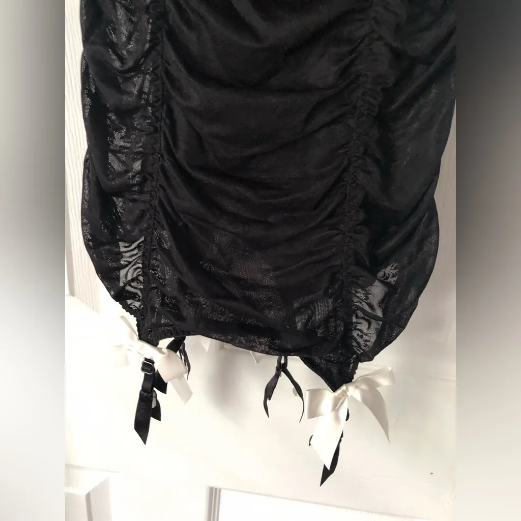 Victoria’s Secret mesh bow ruched lingerie bustier bodysuit 34B - Image 4