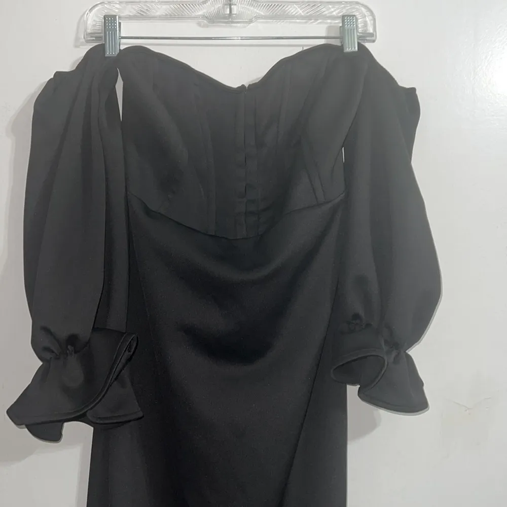 Memoriesea Sexy Off Shoulder Bodycon Lantern Sleeve Front Hook Midi Party Dress Size XL - Image 4