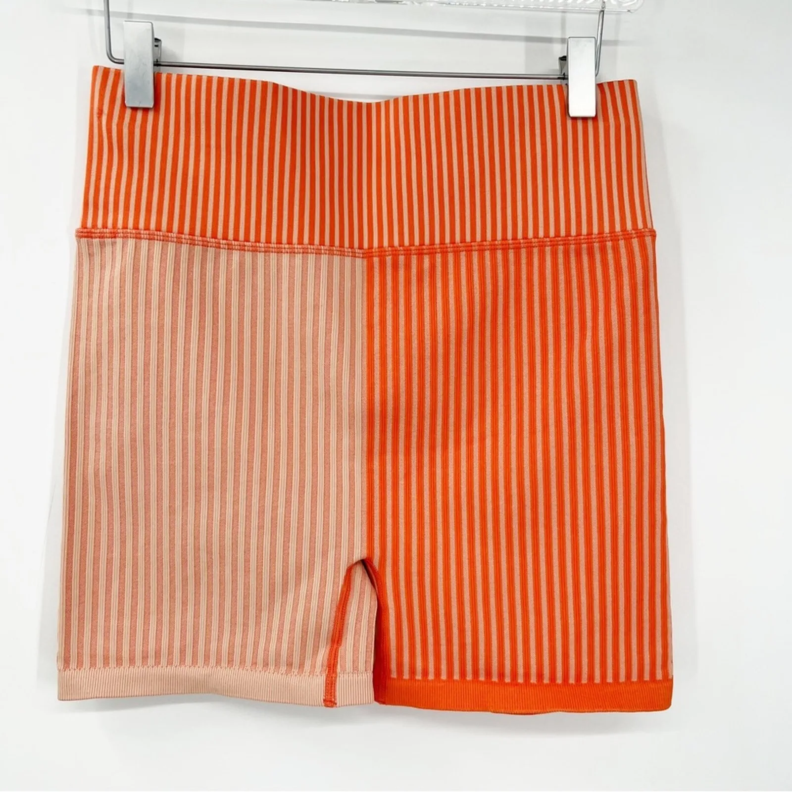 NEW Free People Movement High Waist‎ Ribbed Bike Shorts M/L Orange - Image 3