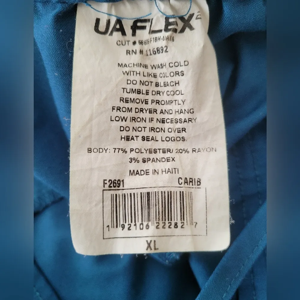 UA Flex Blue XL Tie Waist Scrub Pants - Image 3