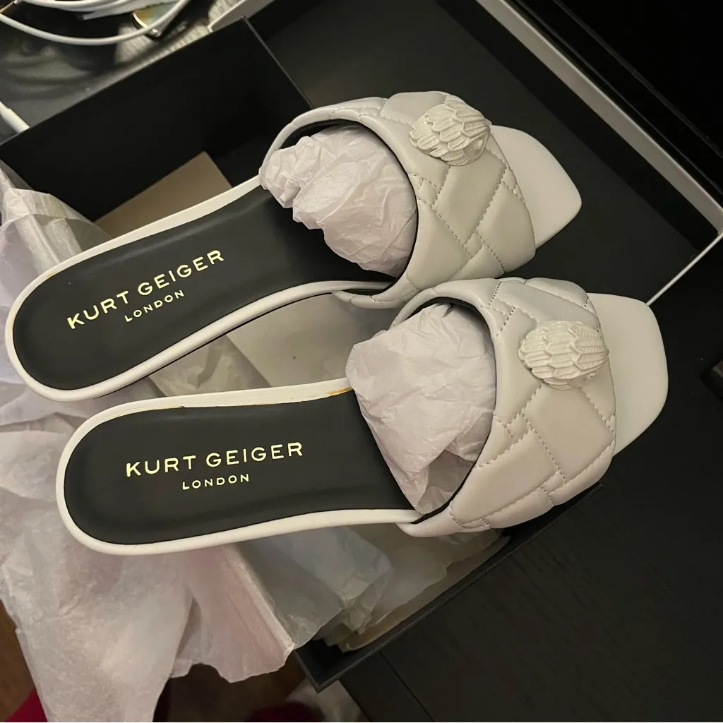 Kurt Geiger White Quilted Sandals - Image 4