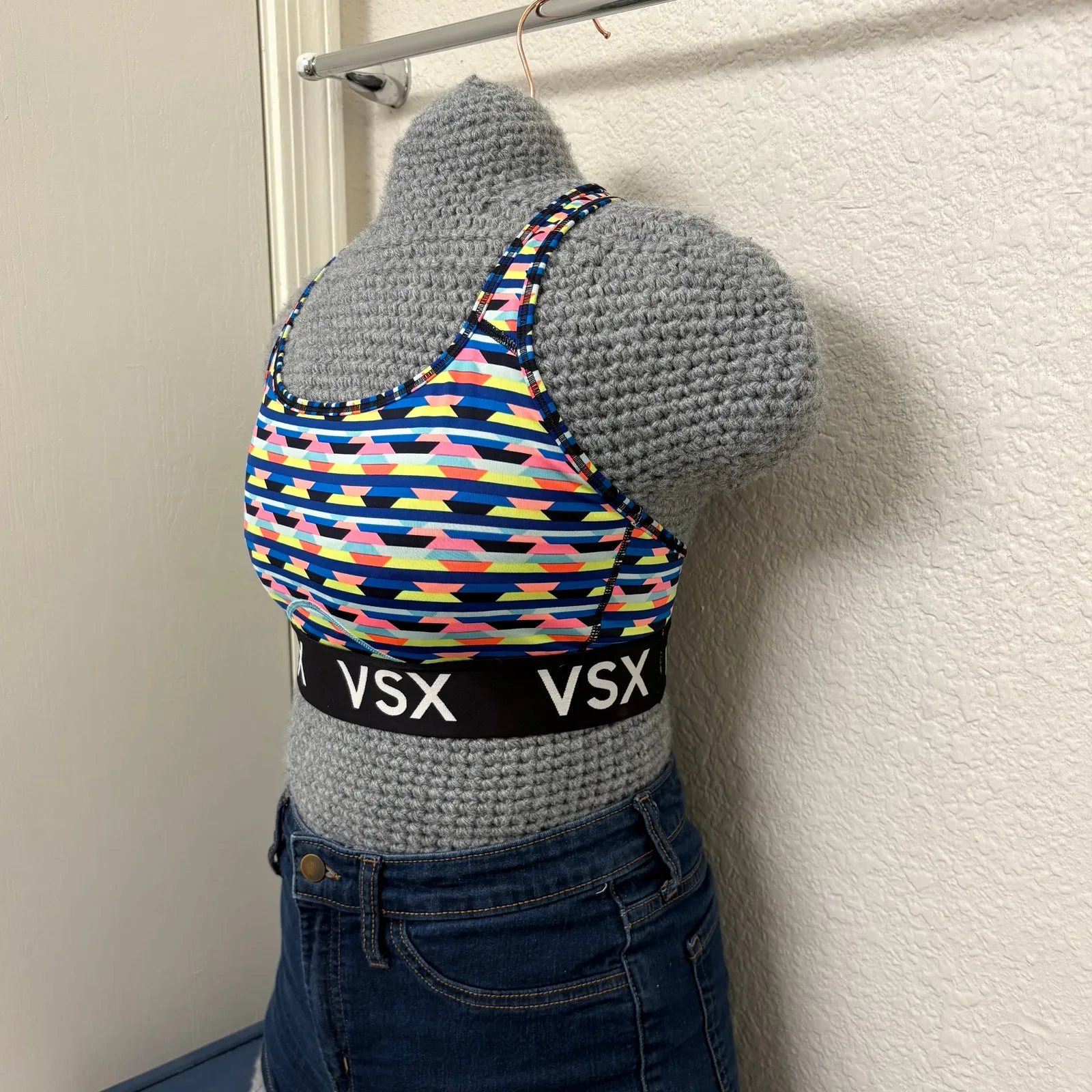 VSX Sport Multicolored Racerback 2 Layer No Padding Sports Bra L - Image 2