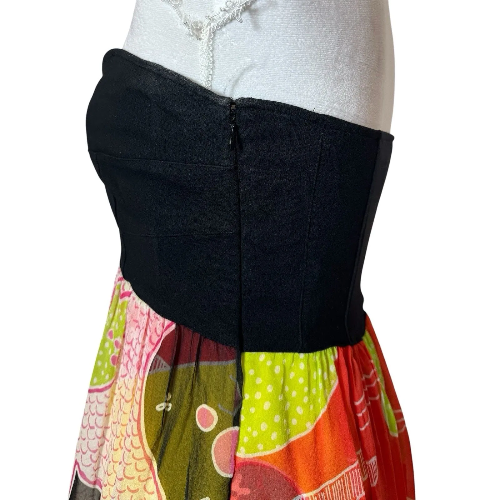 Y2K Diane Von Furstenberg Silk Strapless Dress US 6 Multicolor Artsy Fairy Hoco - Image 7