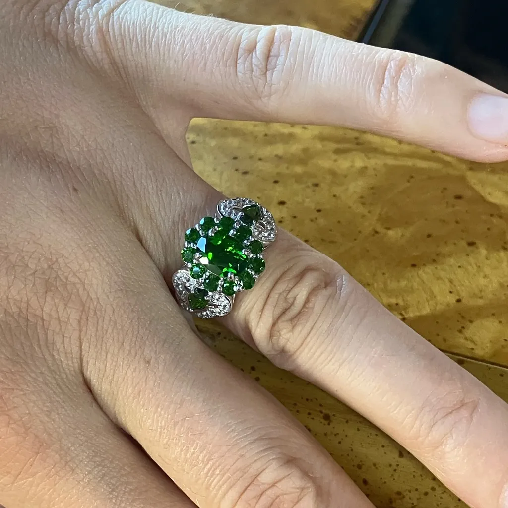 Natural Chrome Diopside Sterling Silver Ring Size 6 - Image 4
