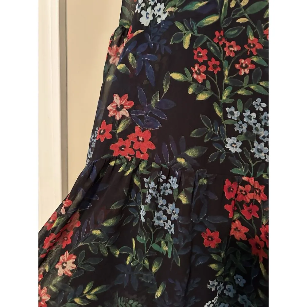 Lauren Ralph Lauren Floral Dress LRL Navy Red Babydoll 2 Pc Bell Sleeve sz 12 - Image 6