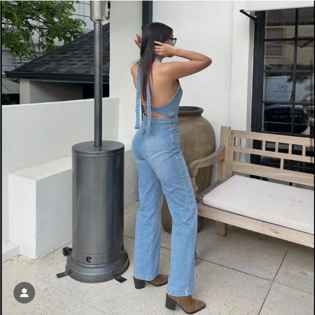 Zara Light Blue Denim Jumpsuit - Image 4