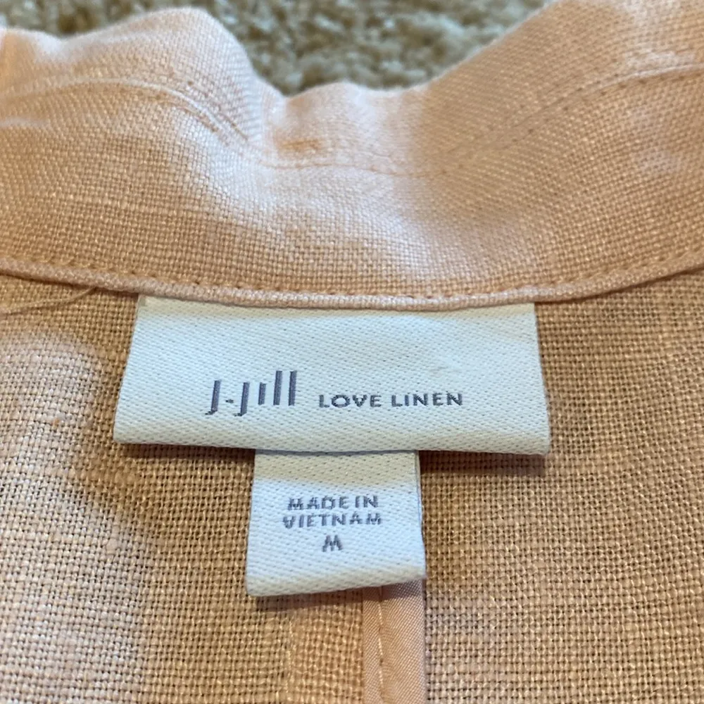 J Jill Love Linen Single Button L/S Unlined Blazer Jacket Shell Pink Sz Medium - Image 2