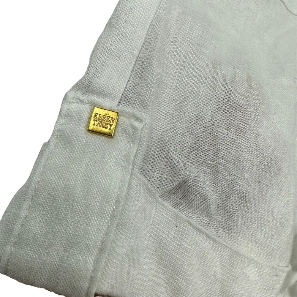 Ellen Tracy Linen White Drawstring Waist Shorts Size XL - Image 4